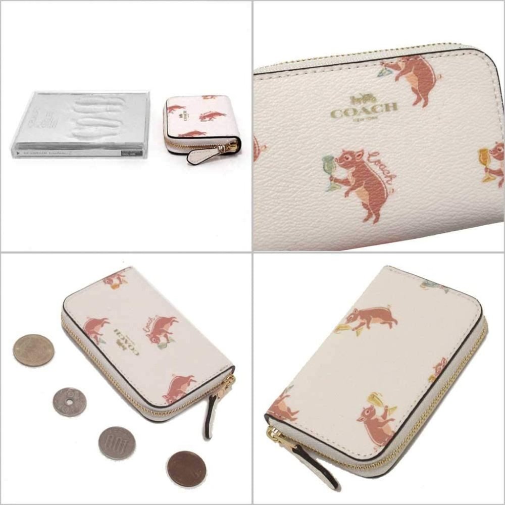 Coach ZIP AROUND COIN CASE WITH PARTY PIG PRINT